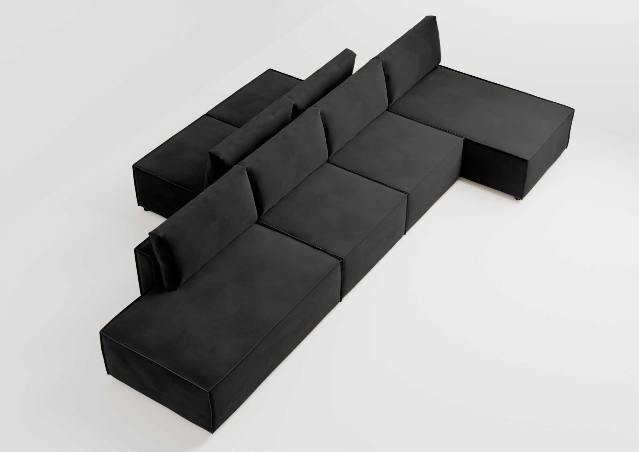 Modułowy narożnik z przeszyciami w kolorze czarnym